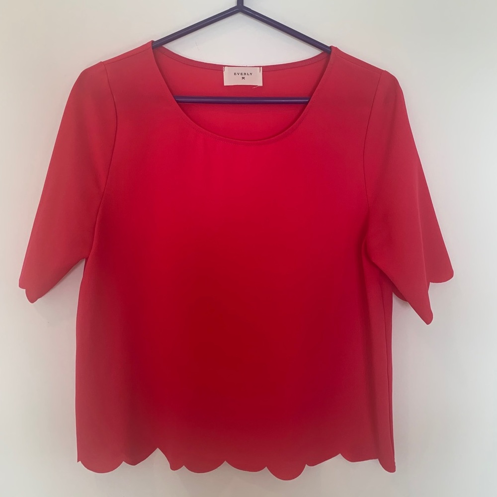 Everly Red Scalloped Crop Top